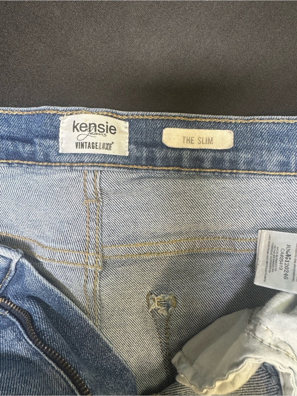 Kensie Light Wash Straight Leg Jeans with Raw Fray Hem - Picture 3 of 5